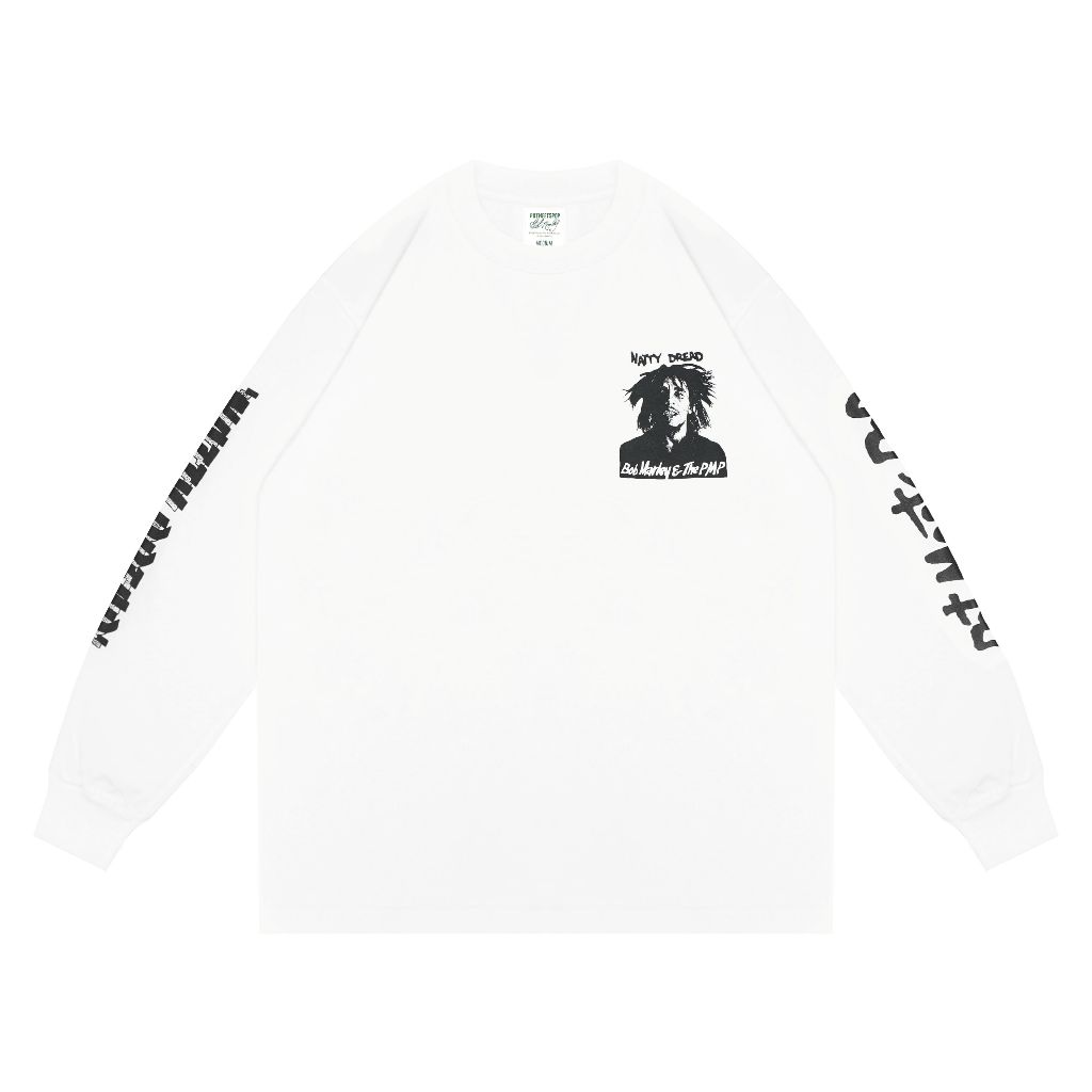 Pot Meets Pop x Bob Marley - Natty Dread Tee White Longsleeve - Longsleeve
