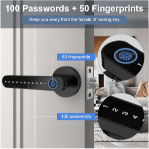 PremiumSmart Fingerprint Door Lock Otomatis Access Door Grafiti Tuya WIFI Kontrol Aplikasi Jarak Jau