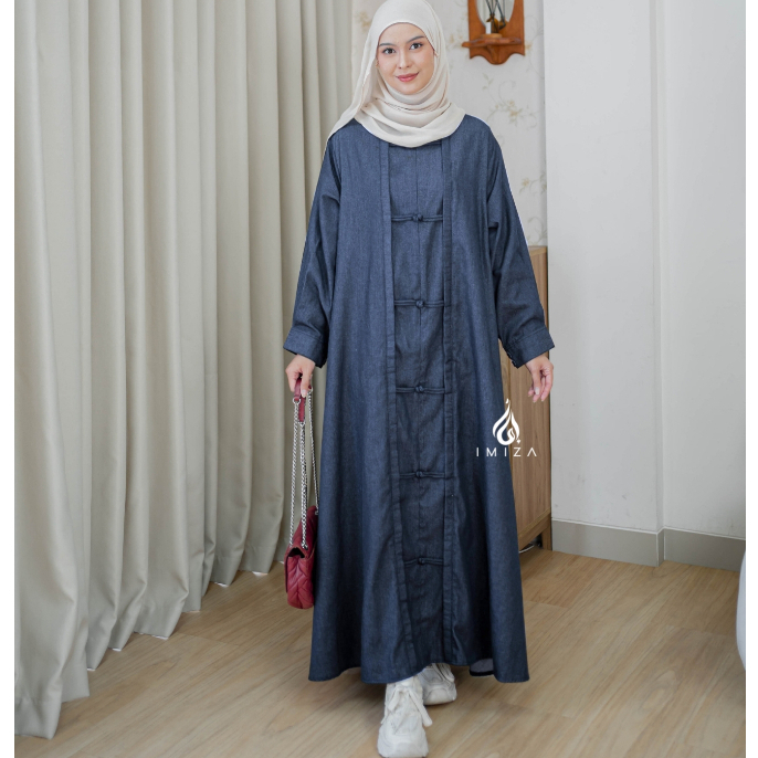 IMIZA - Yulan Denim Cheongsam Abaya ( Denim Luxe ) - Abaya Denim