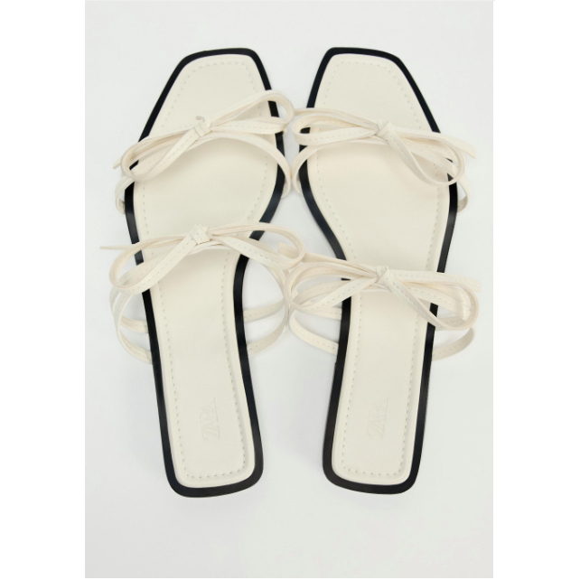 Zara white strappy sandals featuring a square toe