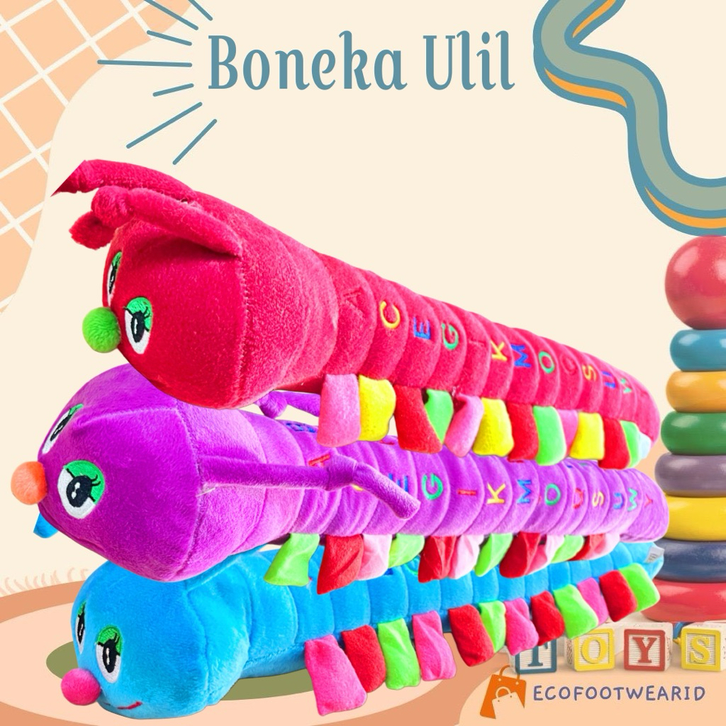 Boneka Ulil Jumbo Panjang 80 cm, boneka ULAT lucu  mobil SNI ulil besar Ecofootwear.id