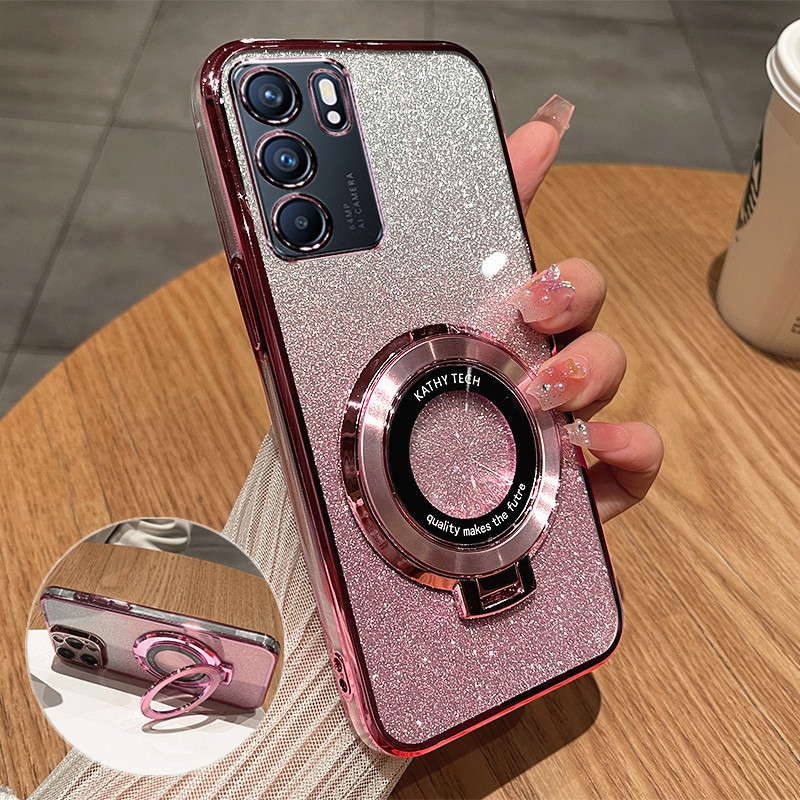 Case Oppo A16 4G A16S A54S Glitter Softcase Bling Glitter Premium Ring Stand Anti Shock Casing Elega