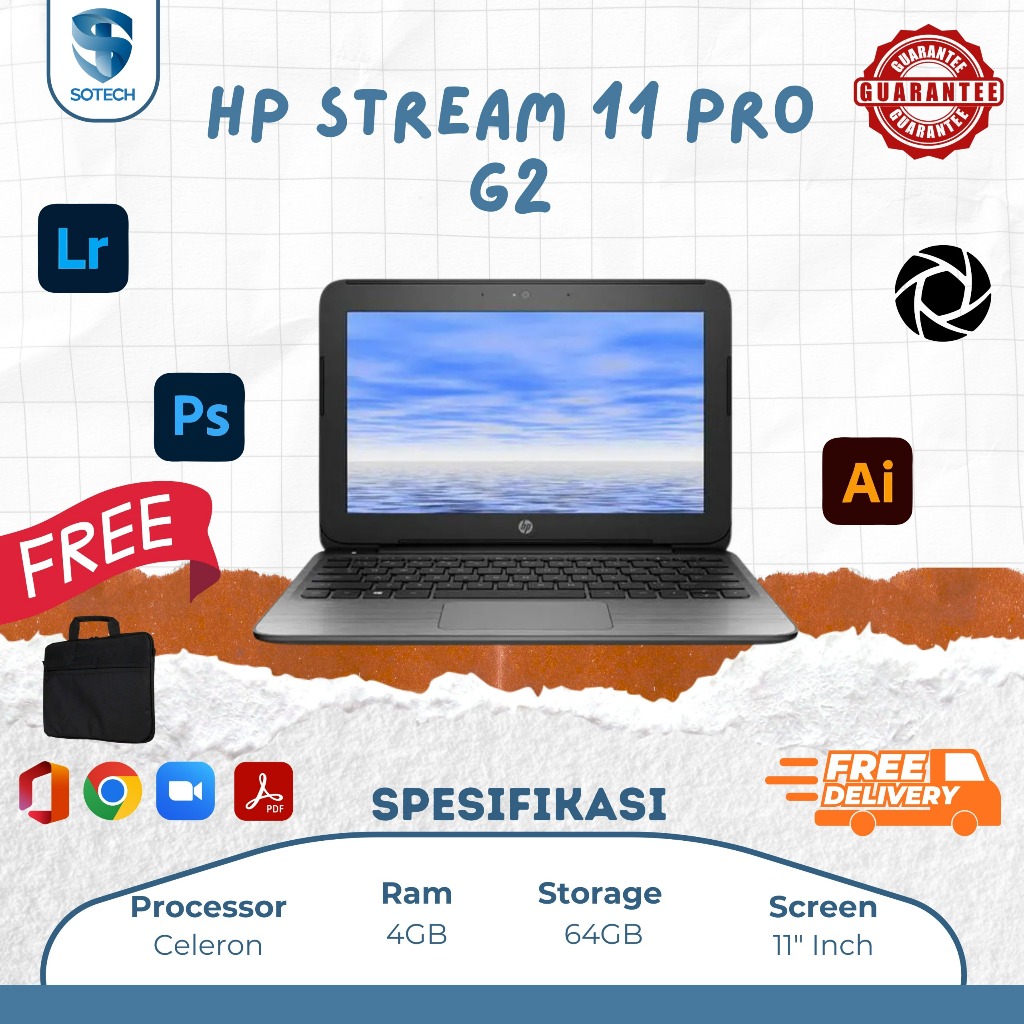 HP Stream 11 Pro G2 Celeron N3050 RAM 4GB 64GB Windows 10 Pro