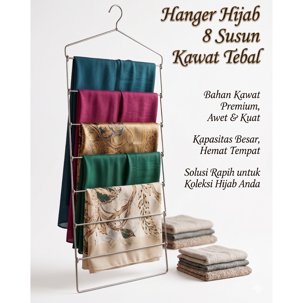Gantungan Jilbab 8 Susun Kawat Tebal / Hanger