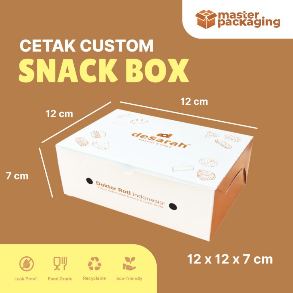 cetak Snack box custom 12x12x7 ivory 270