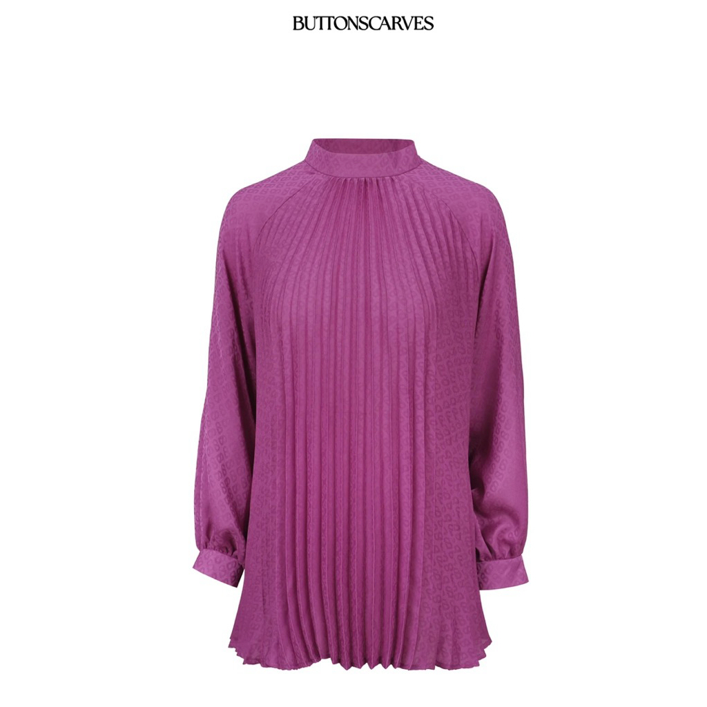 (PRELOVED) RARE Buttonscarves Monogram Satin Blouse Magenta M