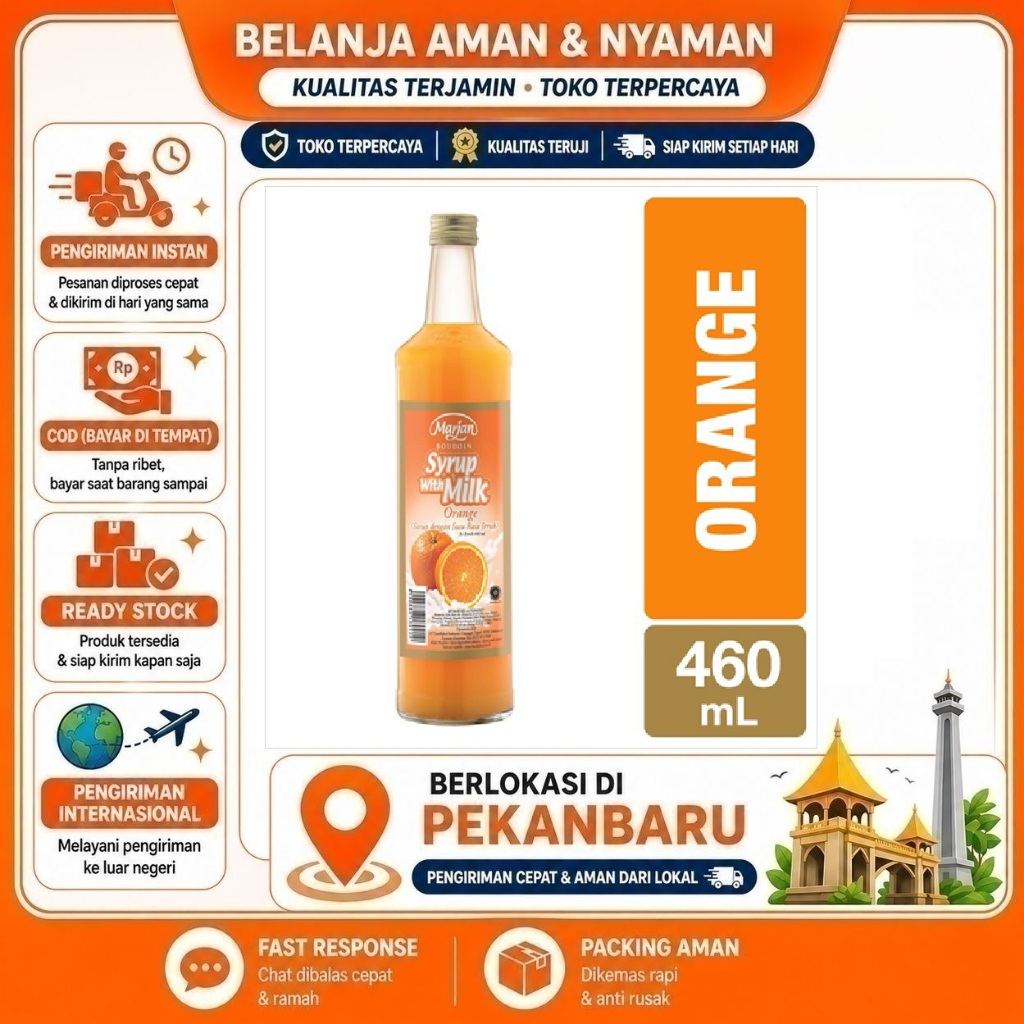 [SDW] pekanbaru/460ml Marjan Boudoin Syrup With Milk Orange Flavor Sirup Susu Rasa Buah Jeruk Halal