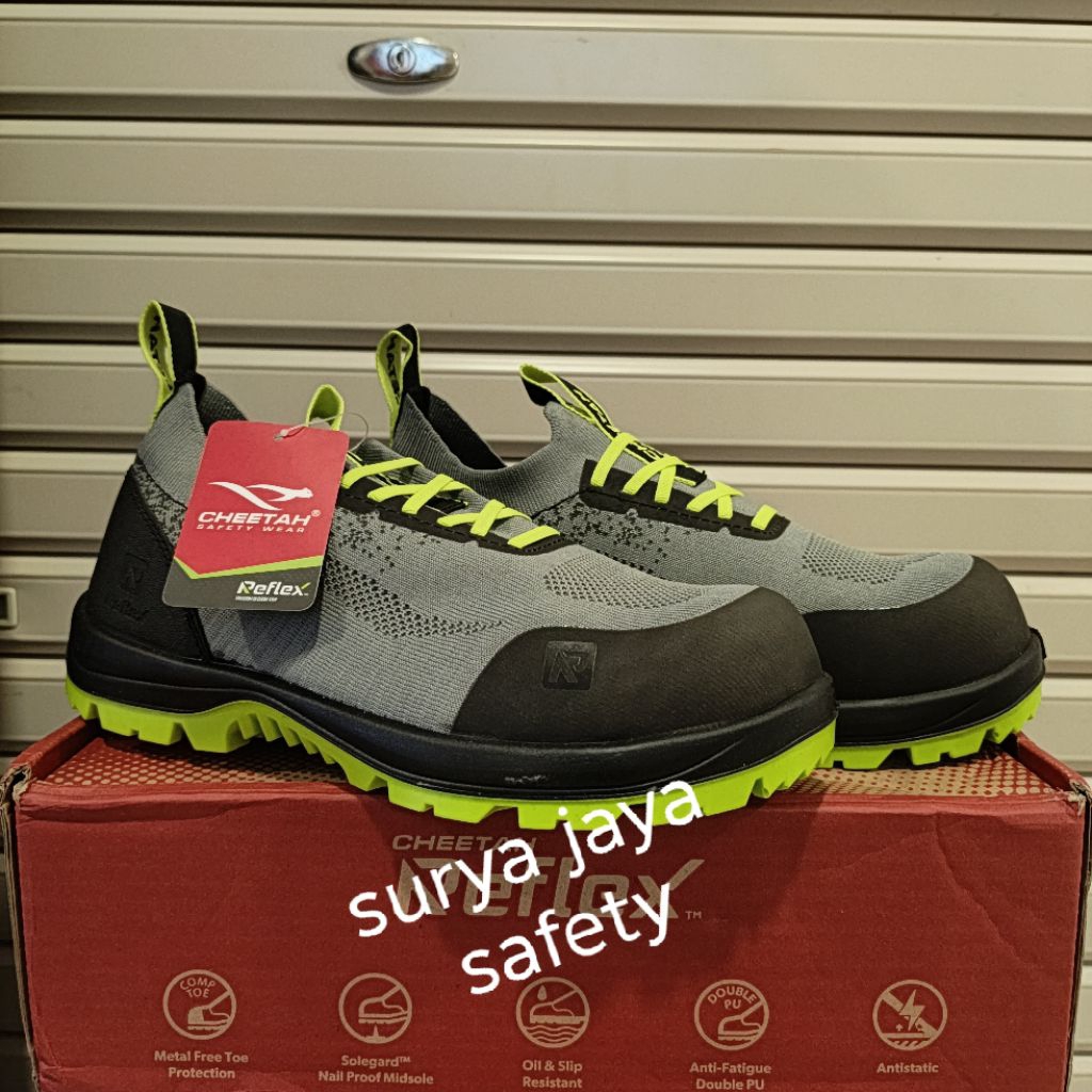 Sepatu Safety Merek Cheetah Reflex 8083 Flash Green Solegard - Safety Shoes Cheetah Reflex Type 8083
