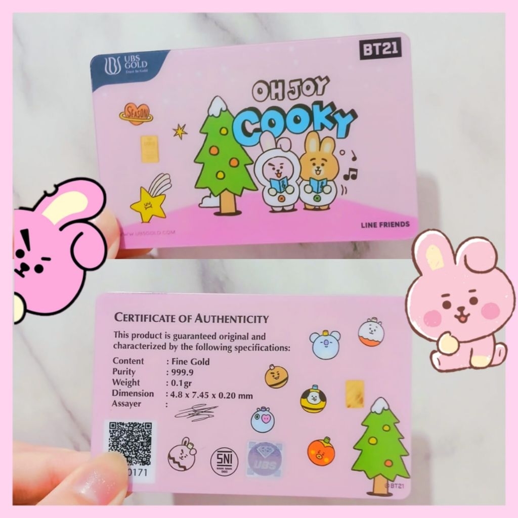 Logam Mulia UBS 0.1 gram BT21 Cooky