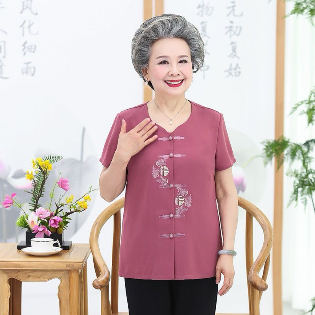 Baju Nenek Paruh Baya Lengan Pendek