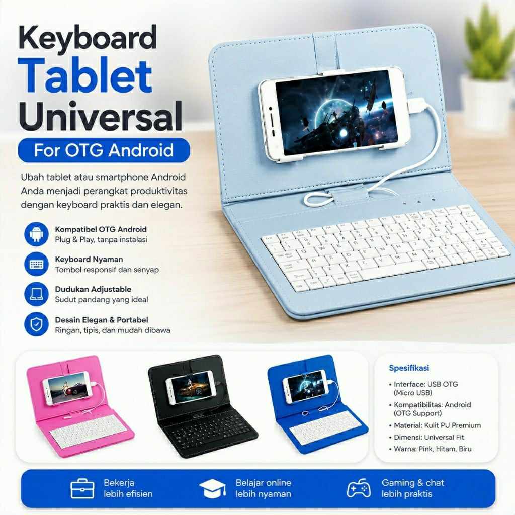 Keyboard Tablet Universal / Keyboard Wired Flip Holster / Case Cover Skin Protector For OTG Android 