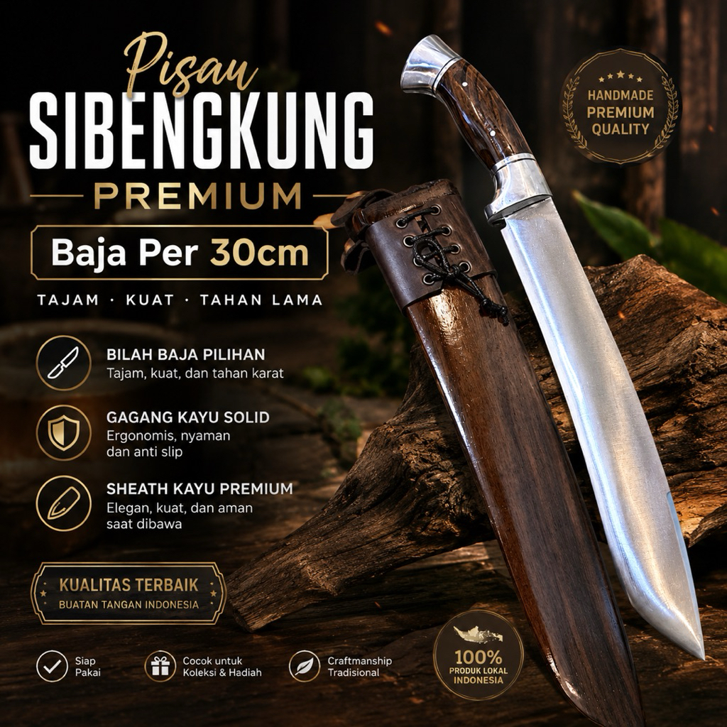 Pisau Kukri Survival Multifungsi Baja Per Pb 30cm