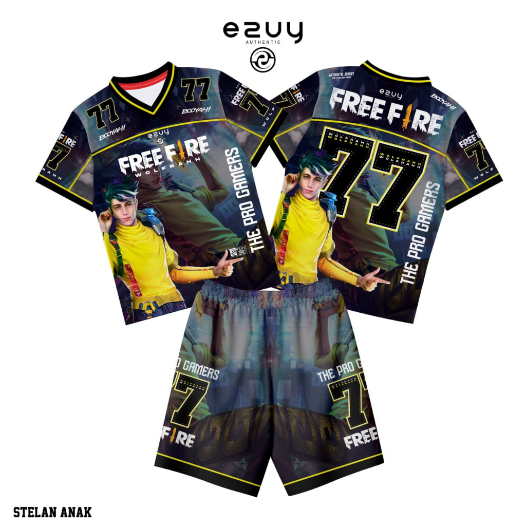 SETELAN JERSEY ANAK / KWOLFRAHH 77 / JERSEY FF FREEFIRE
