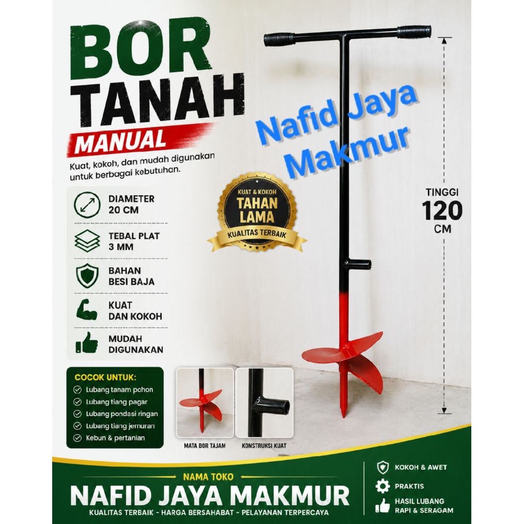 Bor Tanah Manual diameter 20cm tebal 3 mili