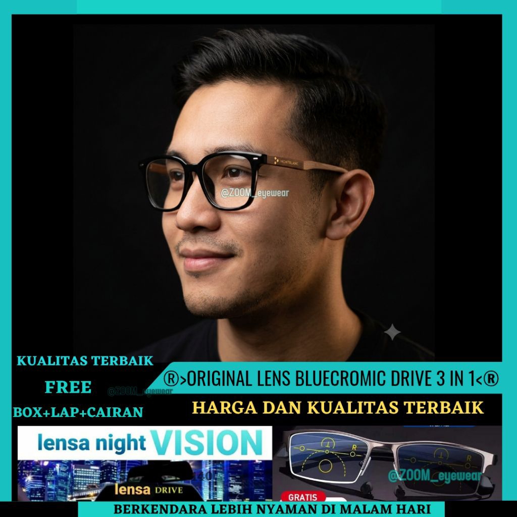 BLUECROMIC NIGHT DRIVE -Kacamata Pria Bluecromic 3 IN 1 | Kacamata Baca Plus Pria | Kacamata Minus A