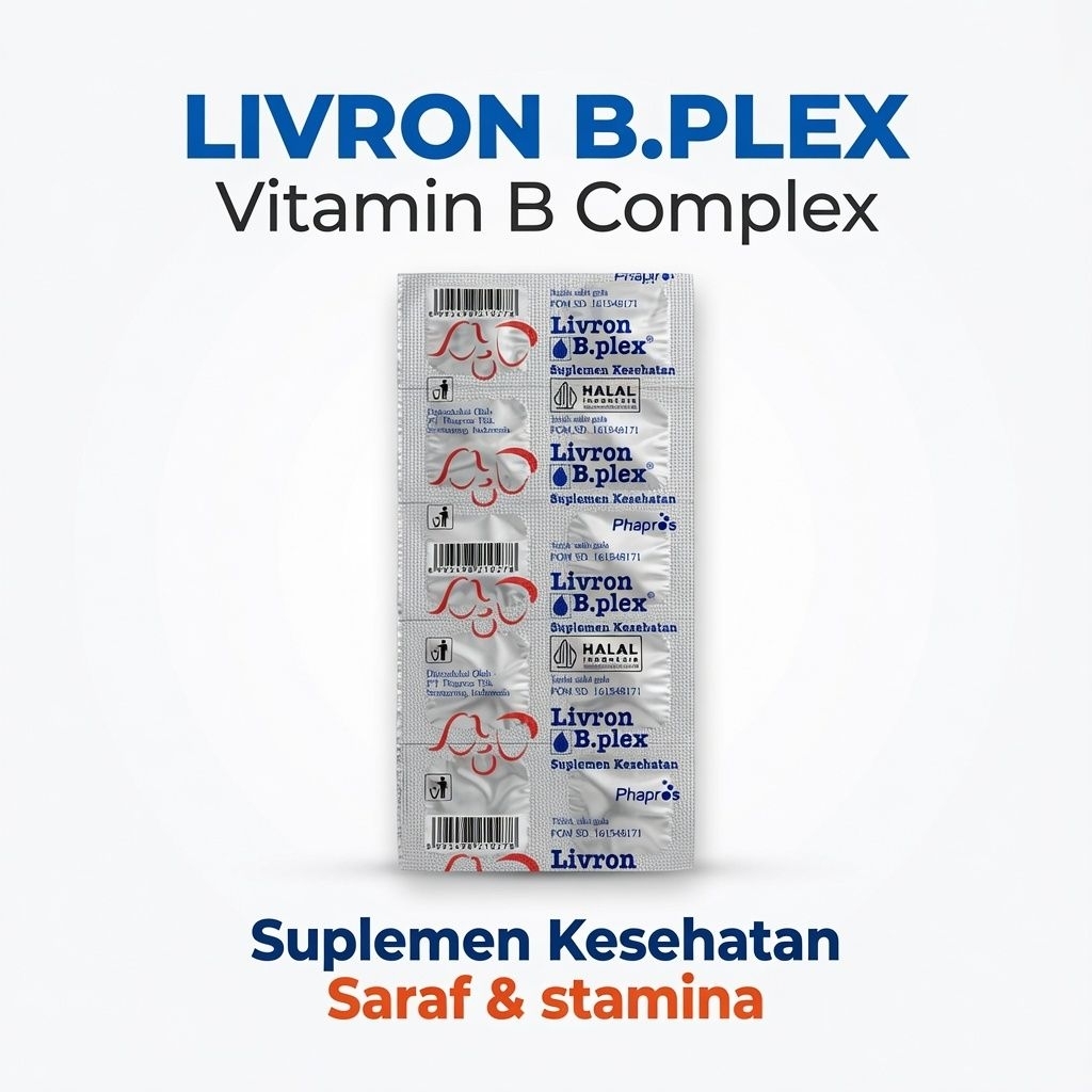 LIVRON B.PLEX Vitamin B Complex - Suplemen Saraf & Stamina 1 Strip