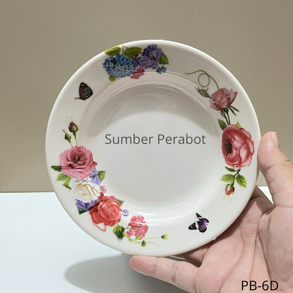(RANDOM MOTIF) - Piring Tatakan Gelas Melamine 15cm / Piring Lepek Melamine / Piring Kue Kecil Motif
