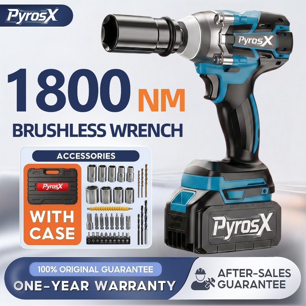 Brushless Impact Wrench 1800N.M Mesin Impact Baterai Cordless Kunci Impact Multifungsi Bor