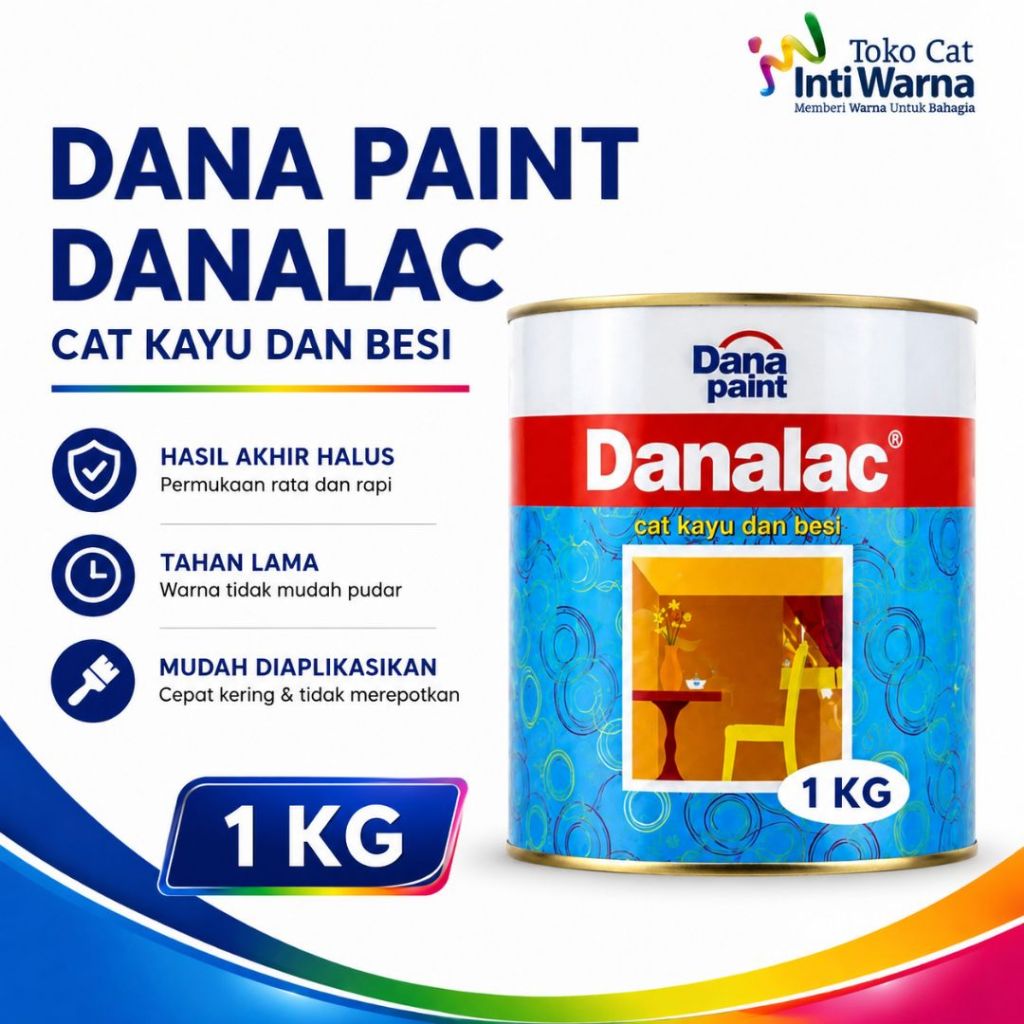 DANALAC Cat Kayu dan Besi 1Kg Cat Minyak Kayu Besi Glossy Cat Pintu Kayu Pagar Besi Furniture Danapa