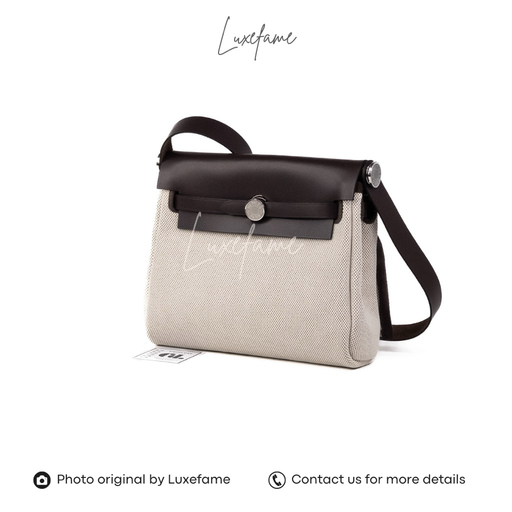 [LUXEFAME] Herbag Zip 20 Canvas&Hunter Cowhide Dark Brown Phw