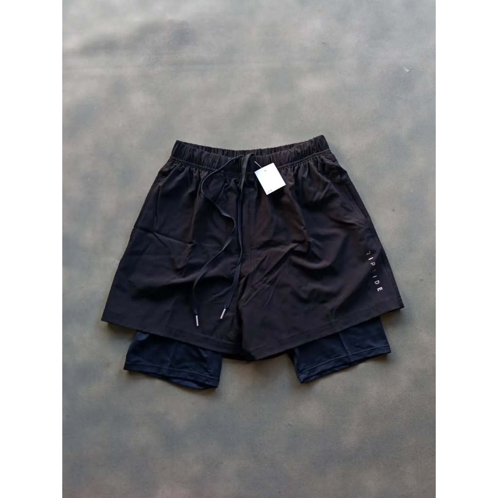 HERRINGBONE DOUBLE LAYER RUNNING SHORT PANTS | CELANA PENDEK | CLWM