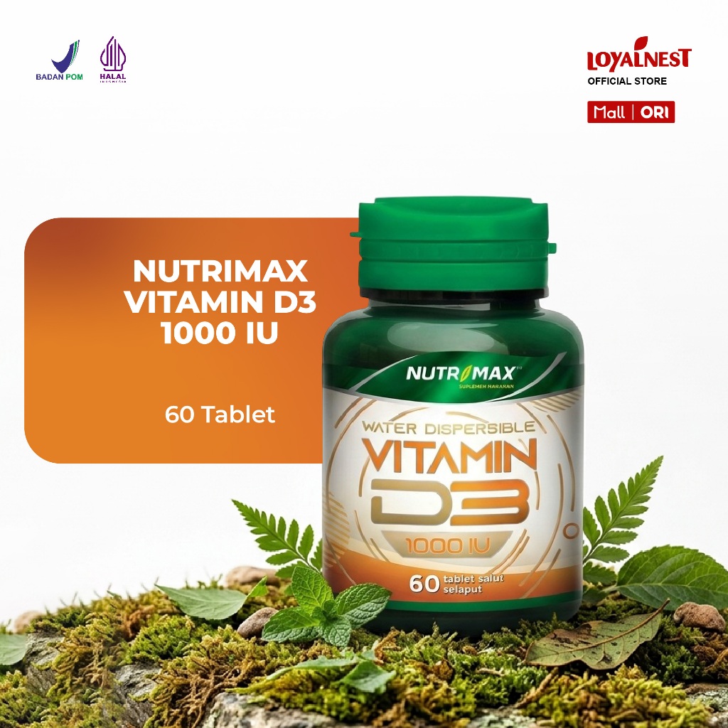 Nutrimax Vitamin D3 1000 IU isi 60 Tablet Vit Imun Imunitas Kekebalan Daya Tahan Tubuh D 3 1000IU