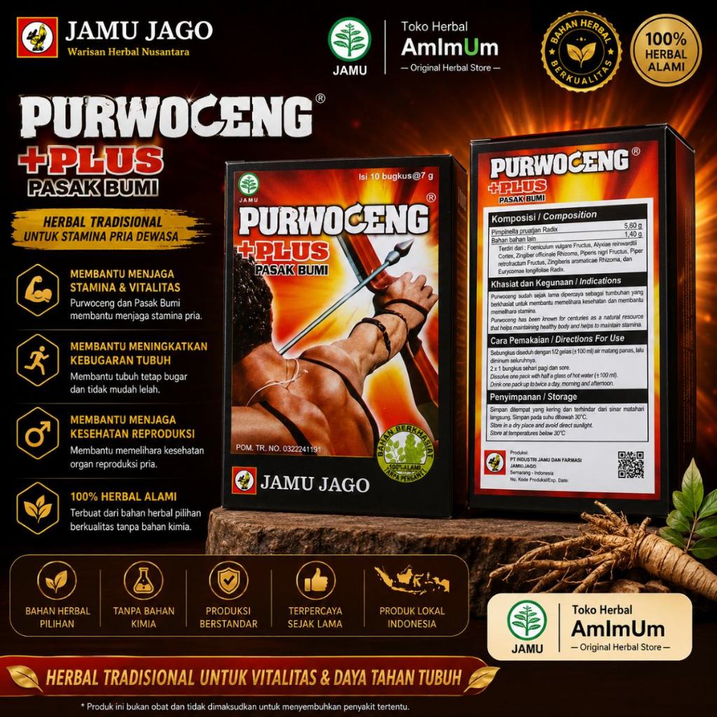 Purwoceng Jamu Jago - Original/ Asli - Isi 10 Sachet - Bantu Melancarkan Peredaran Darah