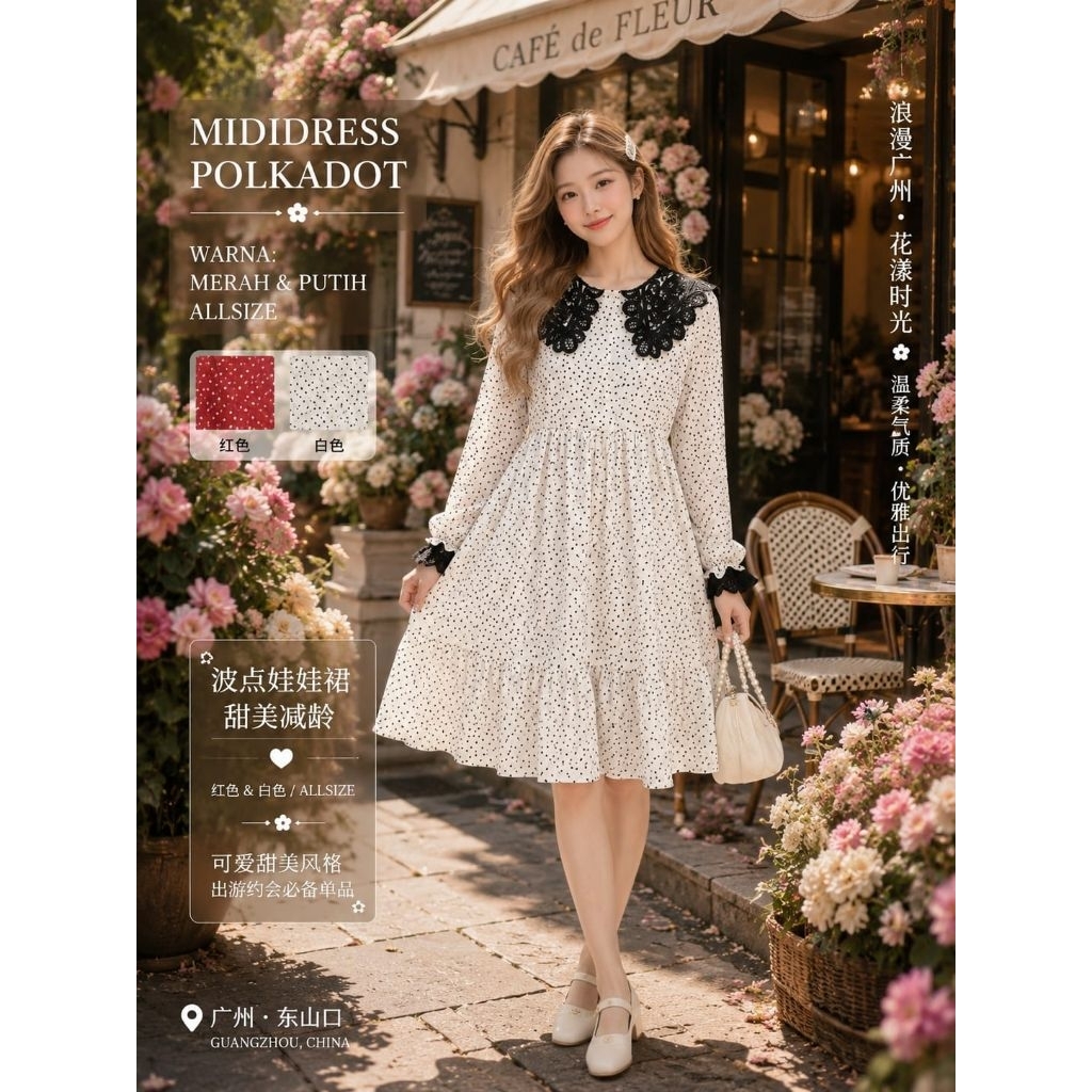 Dress polkadot import premium