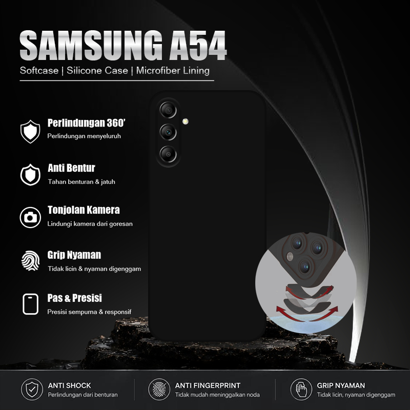 Softcase Hitam Polos For SAMSUNG A54 - Softcase Handphone - Casing Hape - Casing Ponsel - Case Aesth