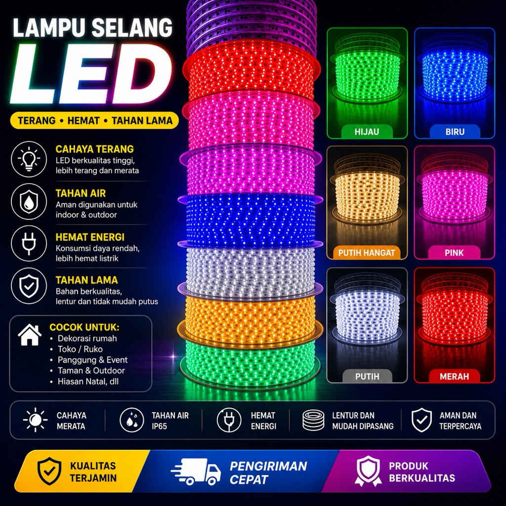 Lampu LED Strip Selang Outdoor Plafon Hiasan Rumah dan Taman SMD5050 AC220V