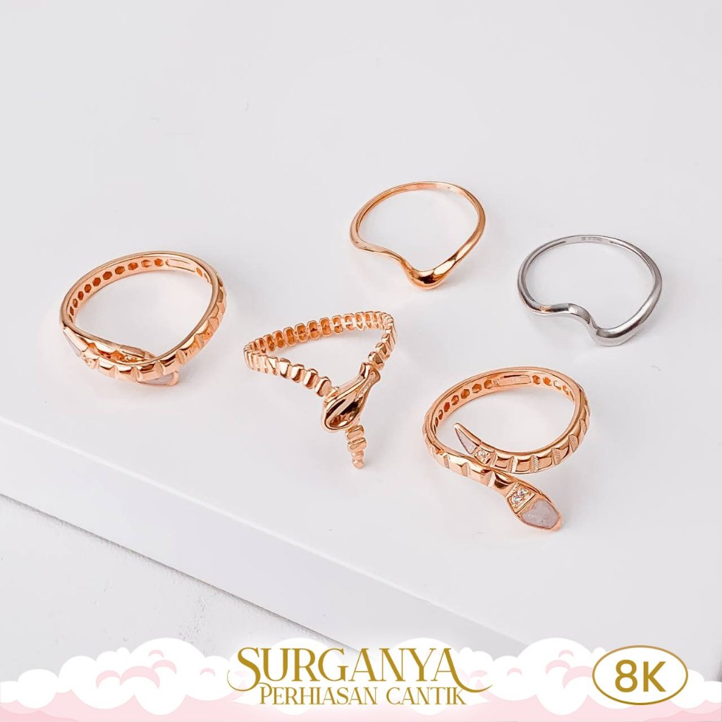 Cincin Emas Kadar 8K Model Lengkok Macan Gold