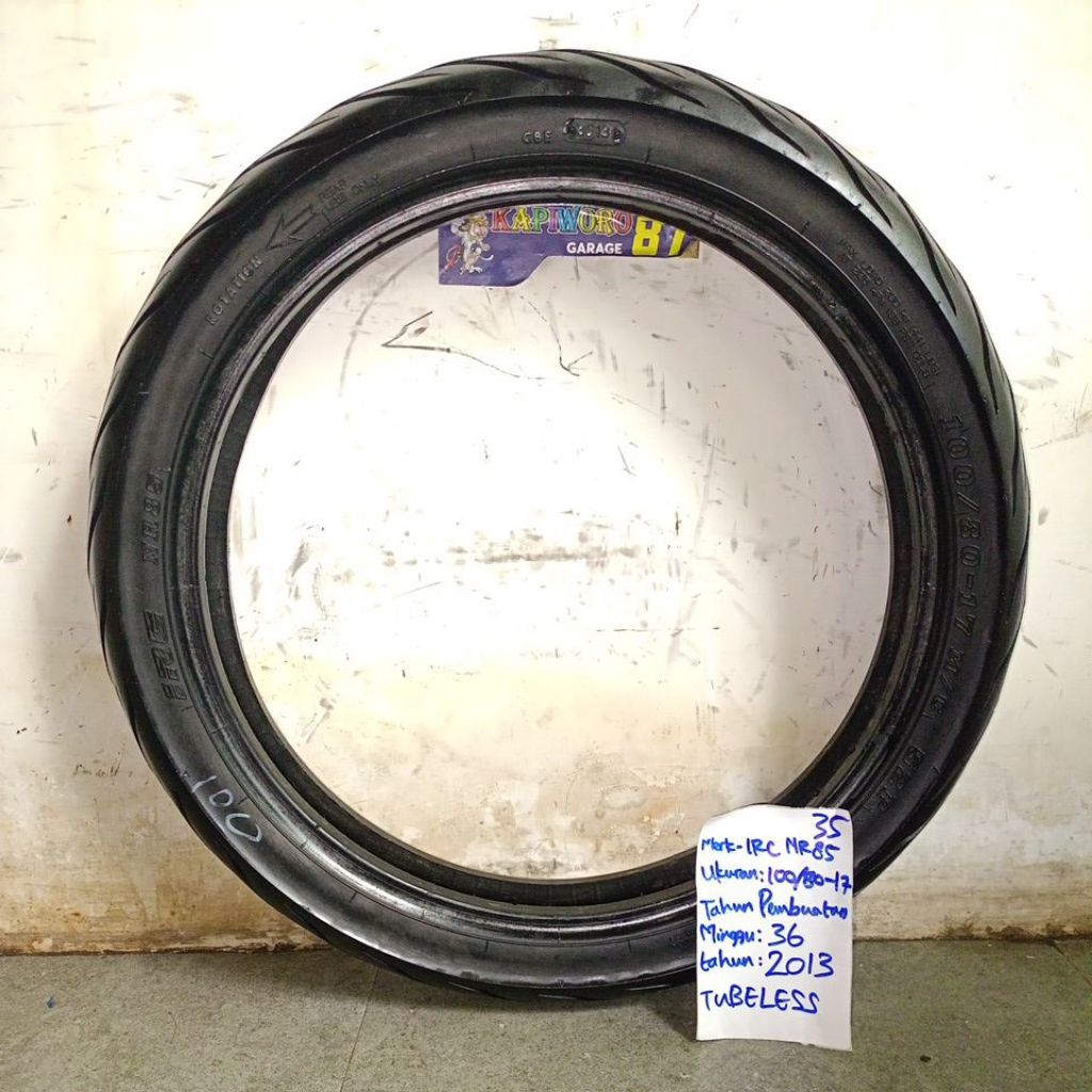 ban bekas,,, IRC NR85.... TUBELESS ukuran 100/80-17