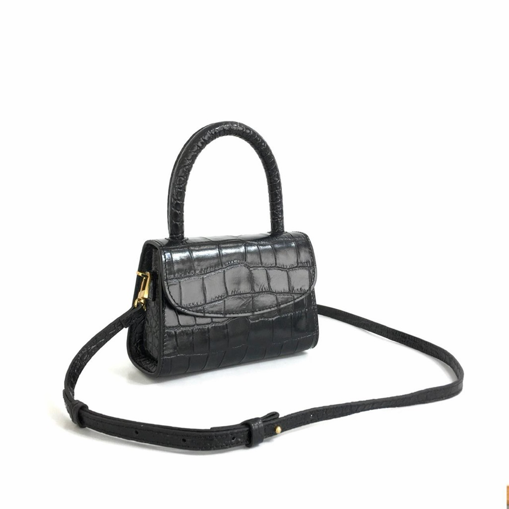 Tas Wanita byFar Mini Croco Embossed Leather Bag