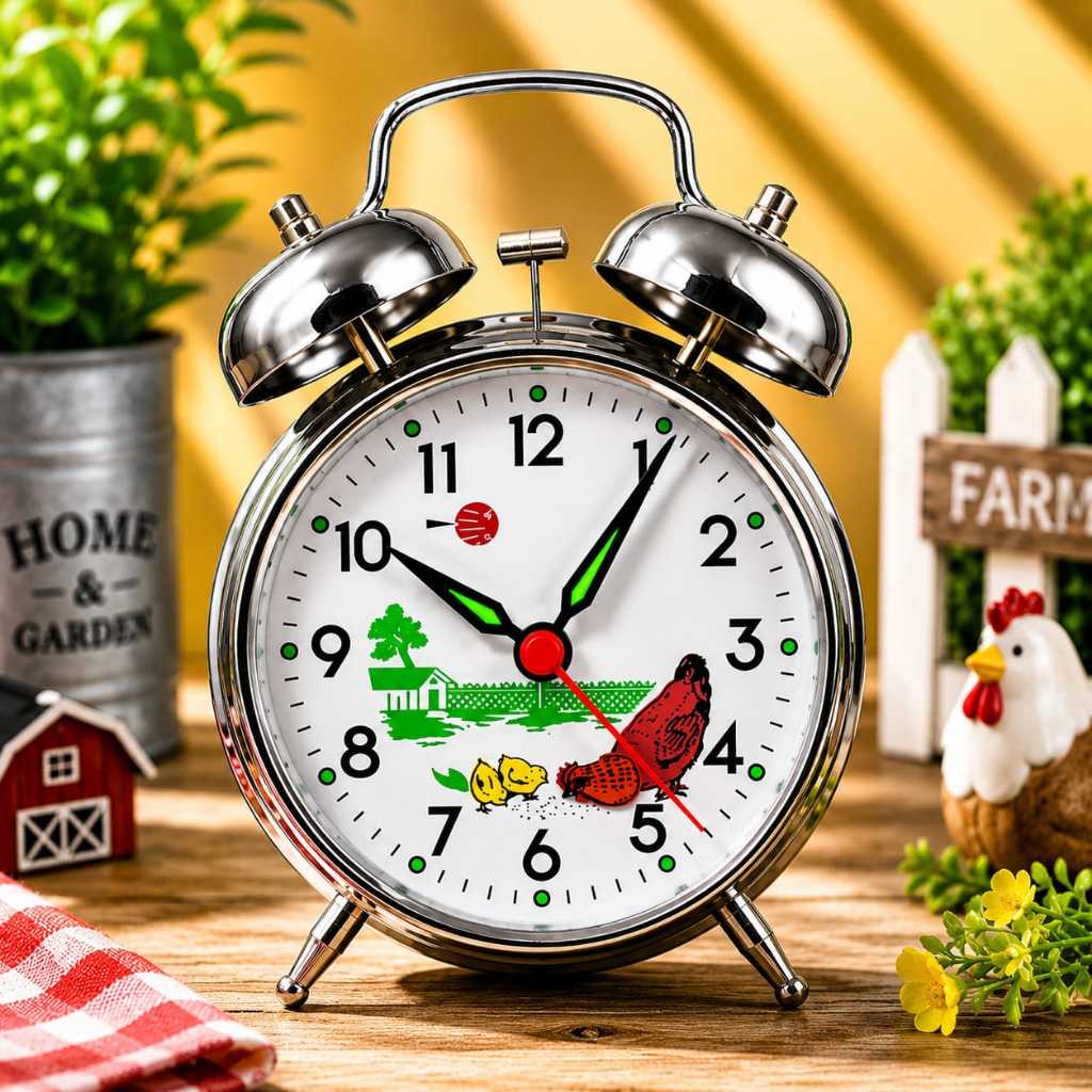 JAM BEKER WEKER AYAM BESAR PUTAR ALARM JADUL TANPA BATERAI / JAM WEKER JADUL TANPA BATERAI