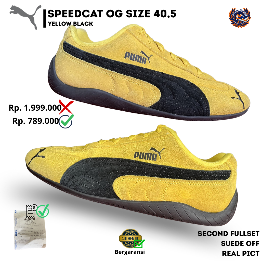 Sepatu Puma Speedcat OG Yellow Black Size 40,5 Sneakers Second Fullset