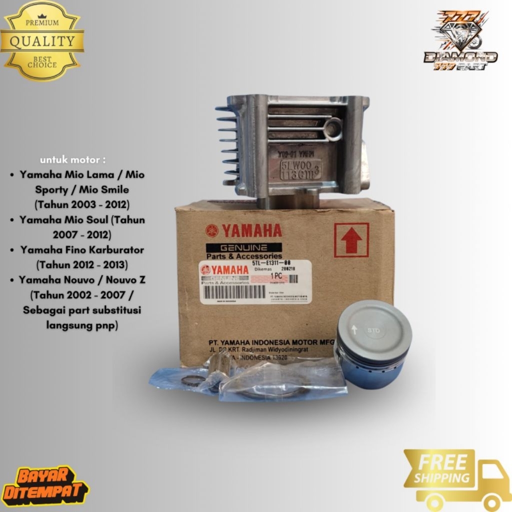 Blok seher Piston Set (5TL) Yamaha Mio Lama / Mio Sporty / Mio Smile (Tahun 2003 - 2012)• Yamaha Mio