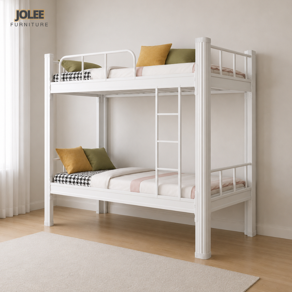 JOLEE - Tempat Tidur Tingkat Besi Tahan Beban 500kg Warna Abu Untuk Kamar Anak Rumah Kost Keluarga