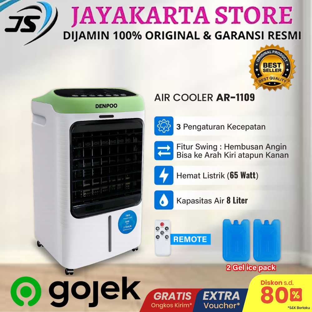 DENPOO AR-1109 XF AIR COOLER PENYEJUK RUANGAN AIR COOLER AC PORTABLE SUPER HEMAT LISTRIK BERGARANSI