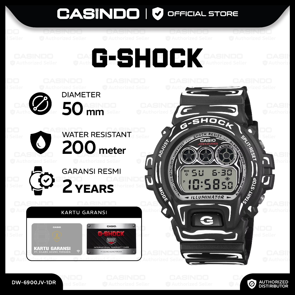 G-SHOCK Jam Tangan Pria DW-6900JV-1DR Model kolaborasi Joshua Vides Digital MATTE
