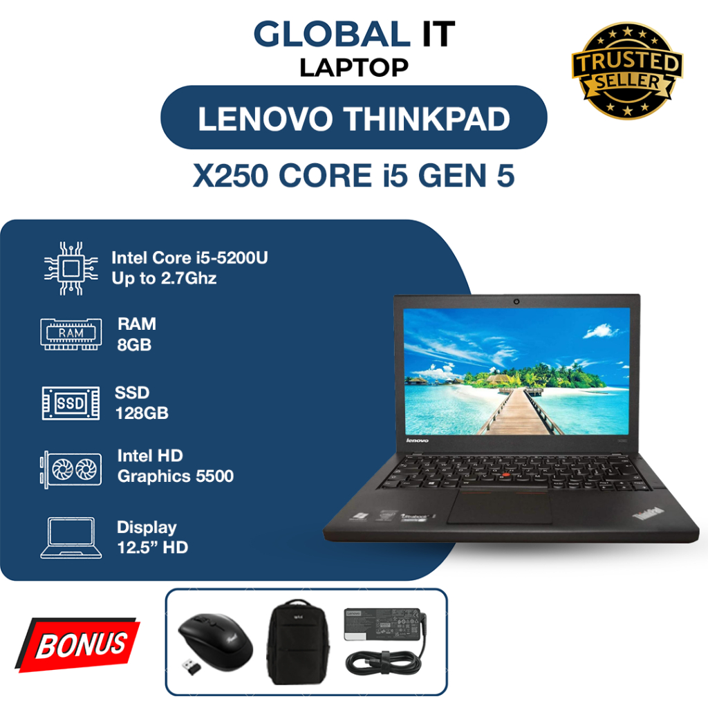 THINKPAD X250 i5 GEN 5 RAM 8GB SSD 128GB