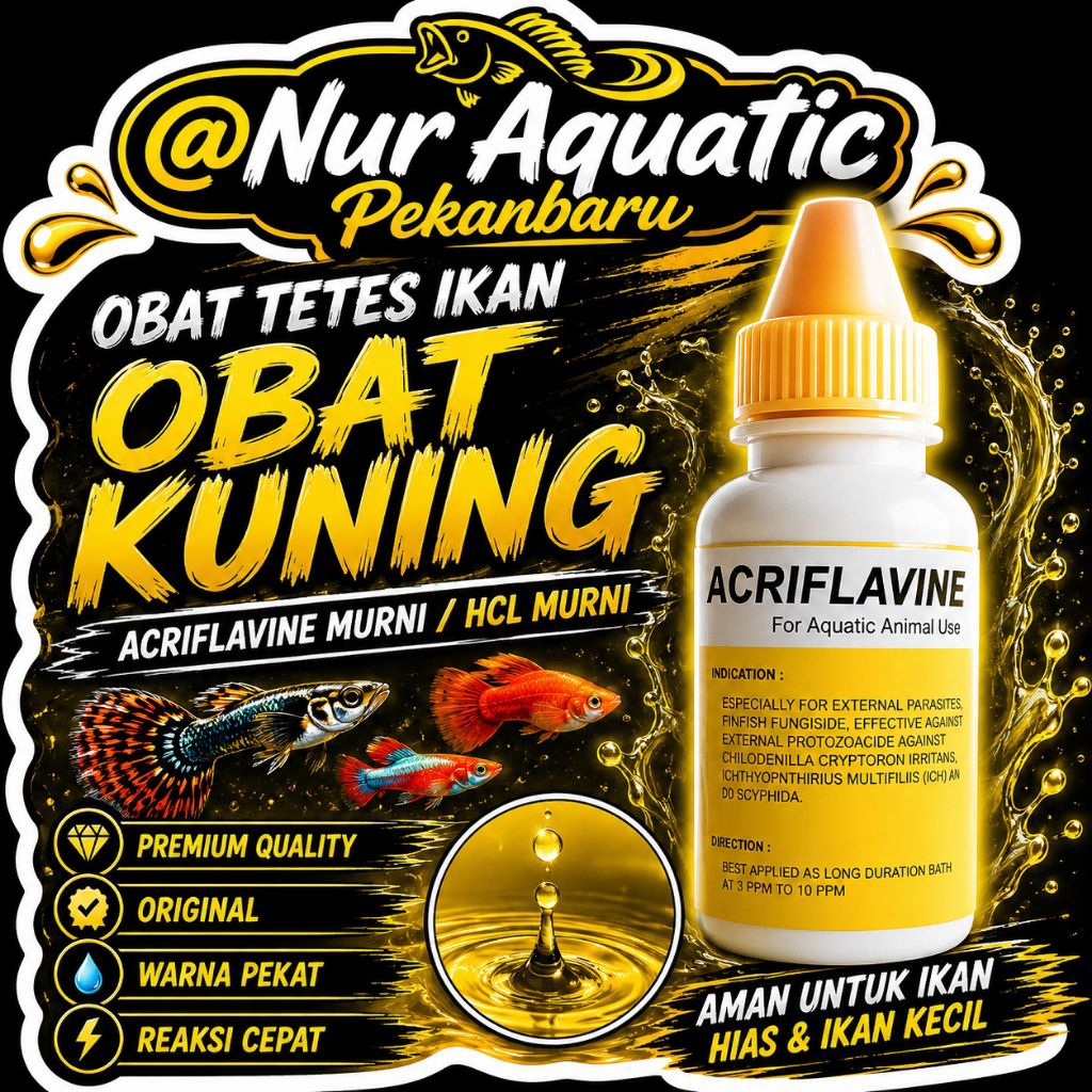 Obat Kuning untuk Ikan Hias / Obat Kuning HCL / Acriflavine HCL Murni / HCL obat ikan