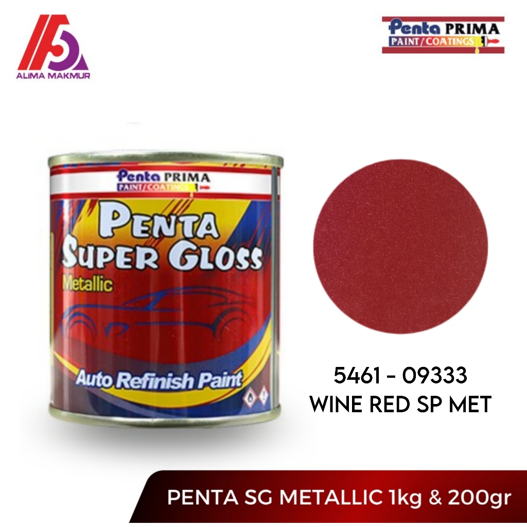 Penta Super Gloss 09333 Wine Red SP Met 1kg dan 200gram / Penta Wine Red / Cat Duko Merah Metalik / 