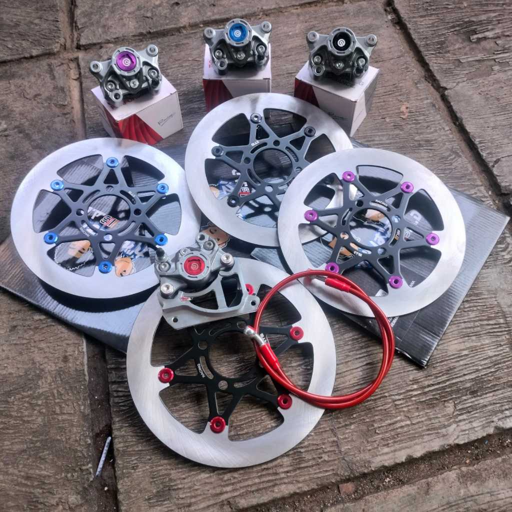 PAKETAN DISC SUNSTAR MODEL BINTANG DATAR PLUS KALIPER GREY COIN PLUS BREKET BEAT 260MM PLUS SELANG R