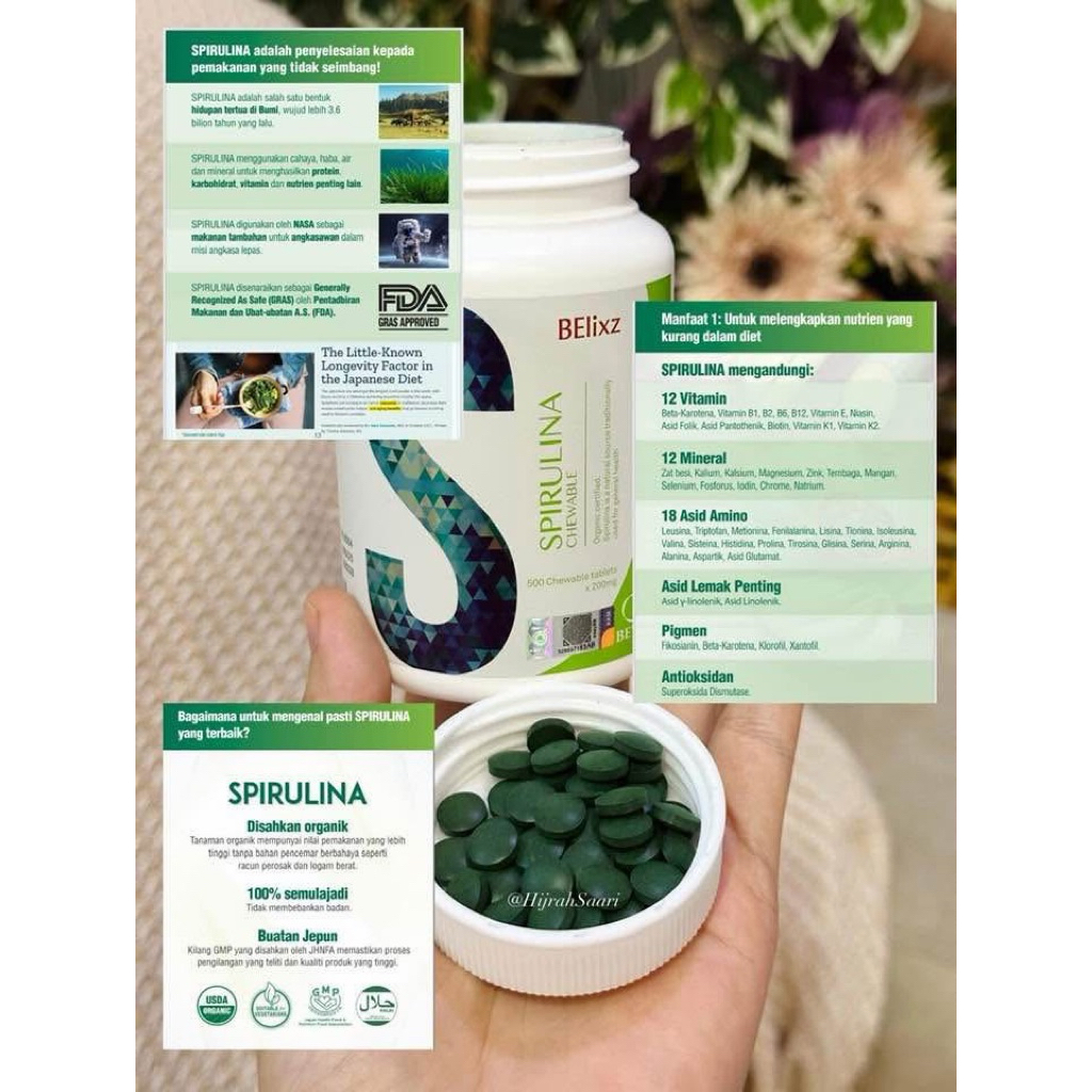 (100% GARANSI ORIGINAL) 500PC SPIRULINA. SPIRULINA ORIGINAL BELIXZ. SPIRULINA BELIXZ