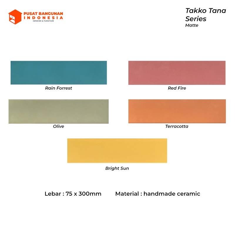 Keramik Mosaic Subway Dinding Backsplash Wallpanel Tiles Takko Tana Series 7,5 x 30cm Matte