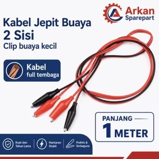 Kabel Jepit Buaya 2 Sisi 1 Meter  2 pasang aligator clip Double Ended  Clip Line AWG24 Full Tembaga 