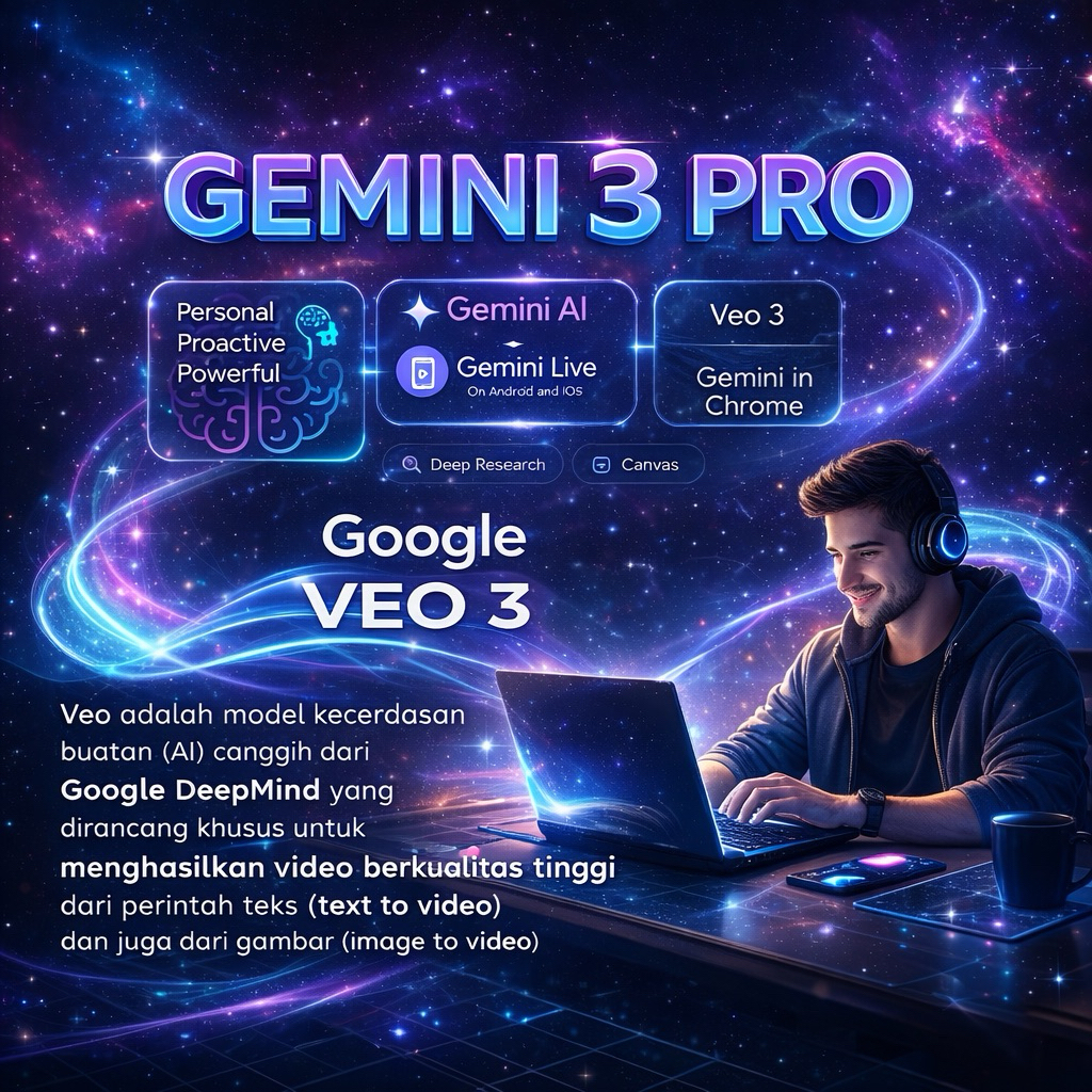 GEMINI AI PRO 12 Bulan Veo 3.1 GEMINI OMNI GEMINI FLOW + Nano Banana + 5TB