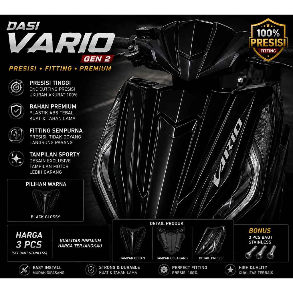 cover front top dasi buta vario 125 led new gen 2 k2v