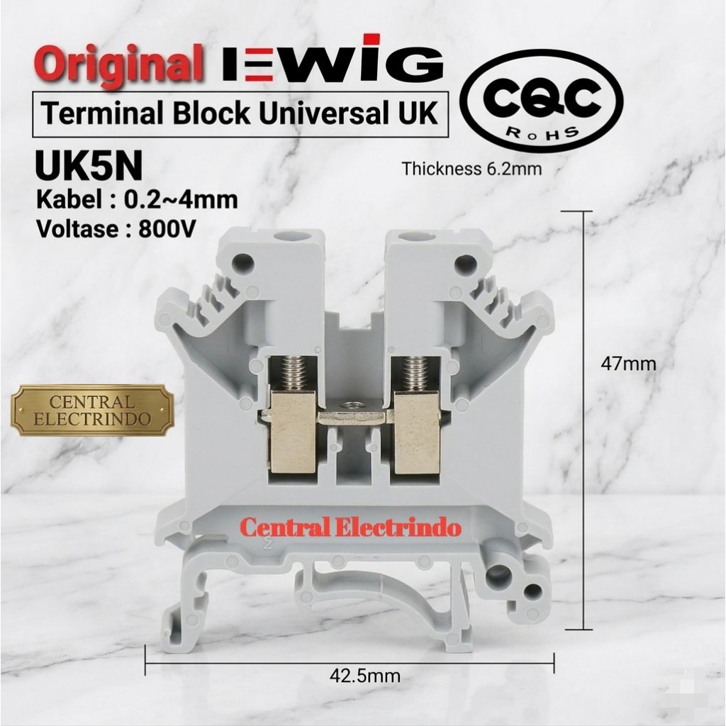 Terminal Block Universal UK5N (0.2~4mm) 800V Din Rail EWIG.