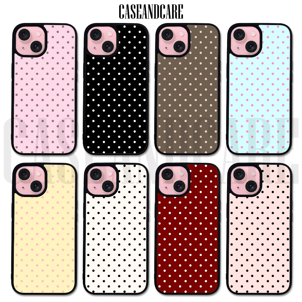 CASE CUSTOM RUBBER IPHONE ANDROID CASING ALL TYPE AESTHETIC Y2K MINI POLKADOT PATTERN